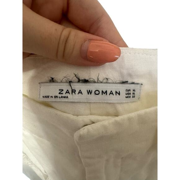 Zara Linen Pants Wide Leg Drawstring Loose Fitting Pants White Size XL - Picture 7 of 10
